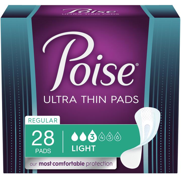Poise® Ultra Thin® Pads, Light Absorbency (Regular)